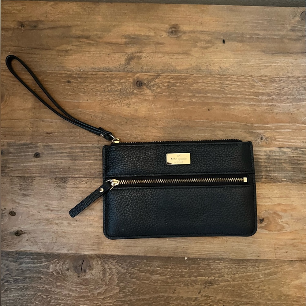 Kate Spade Black Leather Wristlet